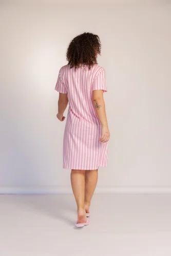 Camisola Aberta Manga Curta Estampada  Algodão