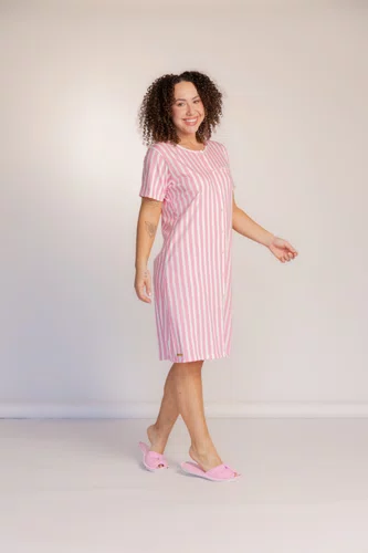Camisola Aberta Manga Curta Estampada  Algodão