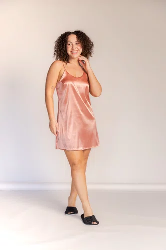 Camisola De Cetim com Alça Tamanho do P ao GG
