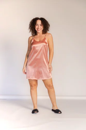 Camisola De Cetim com Alça Tamanho do P ao GG