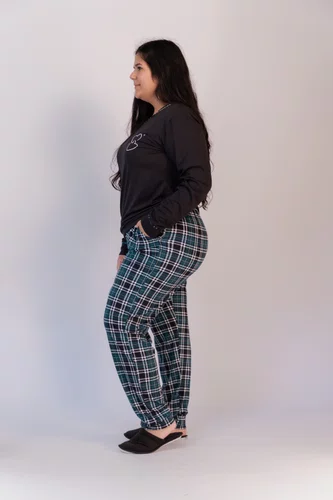 Pijama Feminino Suede Calça Xadrez G1 ao G3