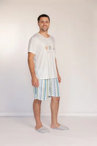 Pijama Masculino Manga Curta Tamanho P ao GG Opção família