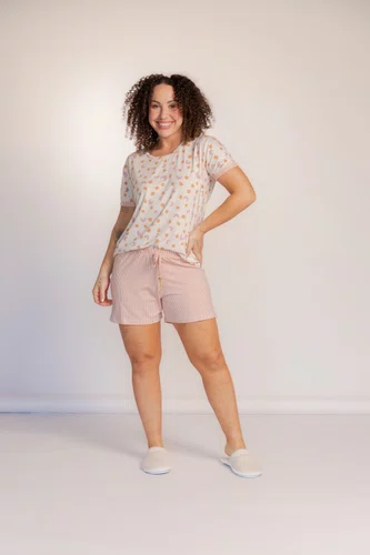 Pijama Feminino Compose manga curta