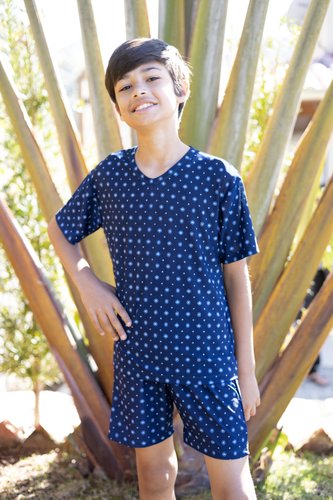 Pijama Blusa Manga Curta Masculino Liganete Juvenil