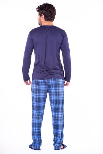 Pijama Masculino Calça Xadrez Bolso Suede Plus Size