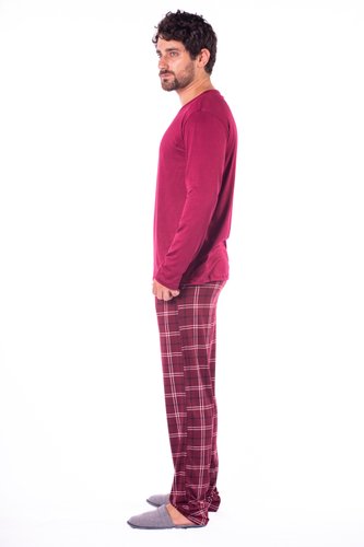 Pijama Masculino Calça Xadrez Bolso Suede Plus Size