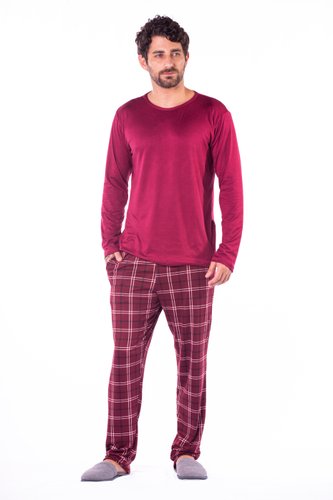 Pijama Masculino Calça Xadrez Bolso Suede Plus Size