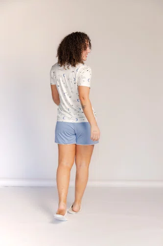 Pijama Feminino Manga Curta Família Dog Visco Lycra