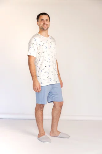 Pijama masculino manga curta  Família Dog Visco