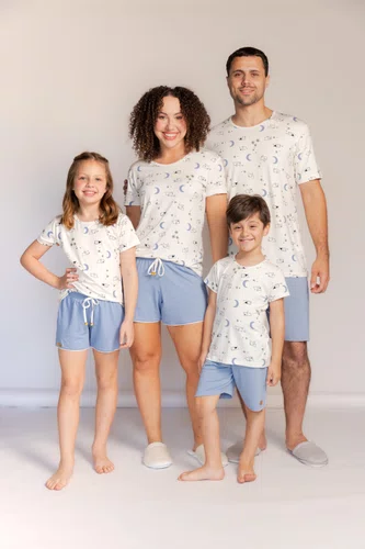 Pijama masculino manga curta  Família Dog Visco