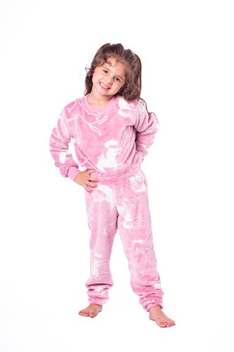 Pijama Estampa Brilha Escuro Feminino Infantil Fleece