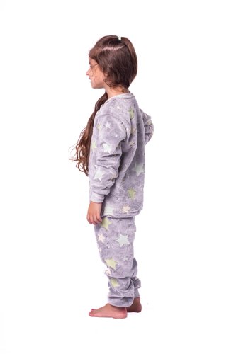 Pijama Estampa Brilha Escuro Feminino Juvenil Fleece