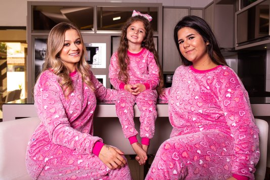 Pijama Estampado com Punho Feminino Fleece XGG