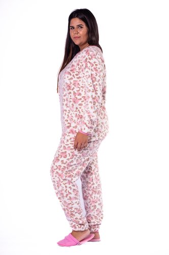 Pijama Estampado com Punho Feminino Fleece XGG