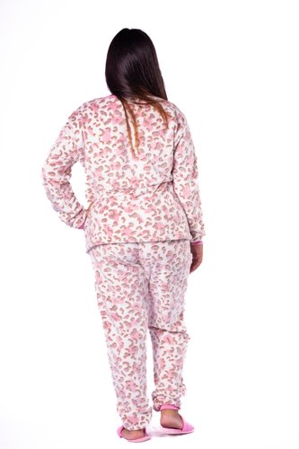 Pijama Estampado com Punho Feminino Fleece XGG