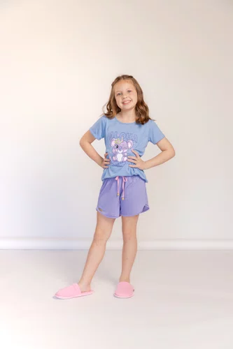 Pijama Infantil Feminino Azul Koala Tamanho do 2 ao 10