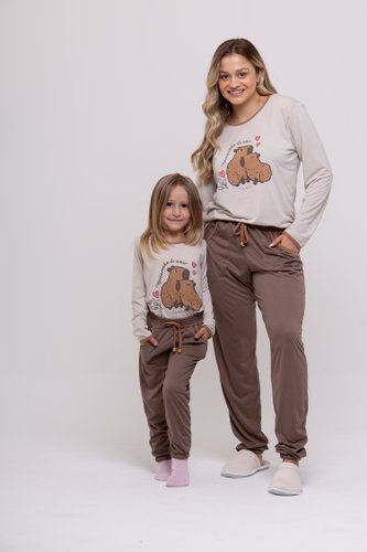 Pijama com estampa de Capivara Poliviscose tamanho do P ao GG