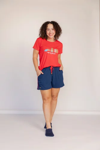 Pijama Capivara Manga Curta Pv Feminino