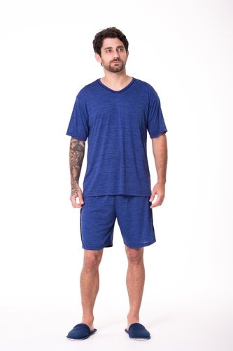 Pijama blusa manga curta e bermuda com detalhe na lateral Bio Light Masculino