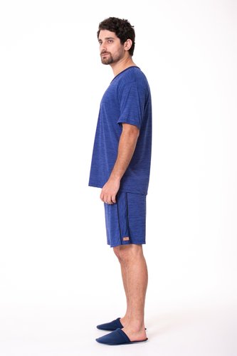 Pijama blusa manga curta e bermuda com detalhe na lateral Bio Light Masculino