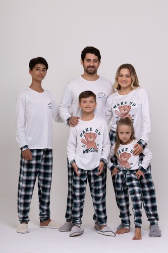 PijamaMasculino Infantil Familia Xadrez Suede tamanho 2 ao 10