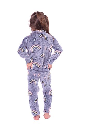 Pijama Peluciado Blusa Com Botão Fleece Infantil