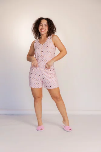 Pijama Regata Semi Aberta bermuda com bolso