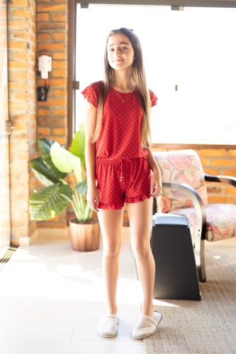 Pijama Juvenil Short Babado Fru-Fru Liganete