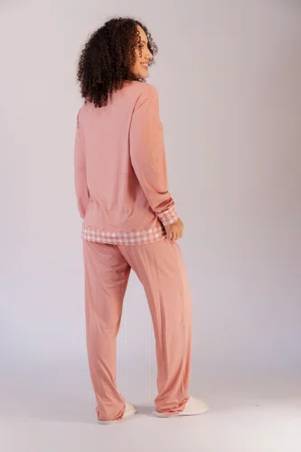 Pijama Blusa Aberta com detalhes em xadrez P ao GG
