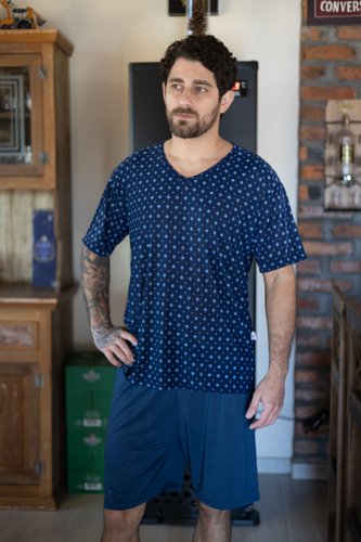Pijama Blusa Manga Curta Masculino de Liganete XGG