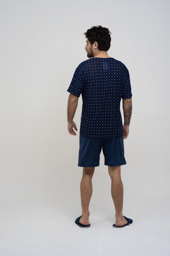 Pijama Blusa Manga Curta Masculino Liganete Plus Size