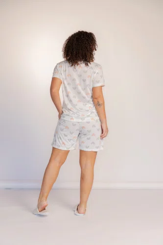 Pijama Blusa Semi Aberta Bermuda Bolso Poliviscose