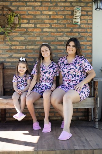 Pijama Curto Americano Estampado Romantic Juvenil