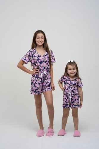 Pijama Curto Americano Estampado Romantic Juvenil