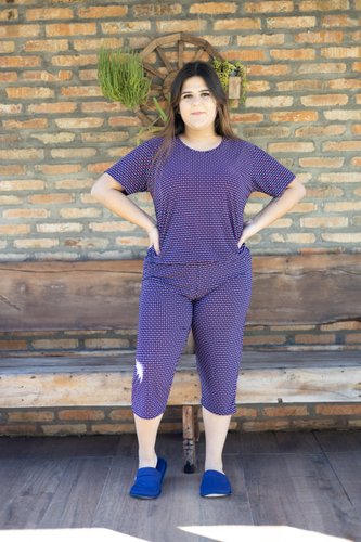 Pijama Curto Estampado Pescador Liganete Plus Size
