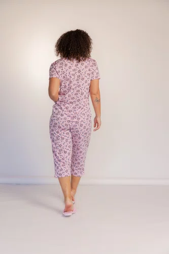 Pijama manga curta Bermuda Pescador Poliviscose Estampado do P ao GG