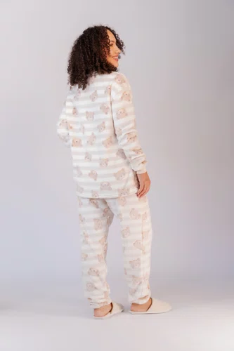 Pijama Estampado com Punho Feminino Fleece do P ao GG