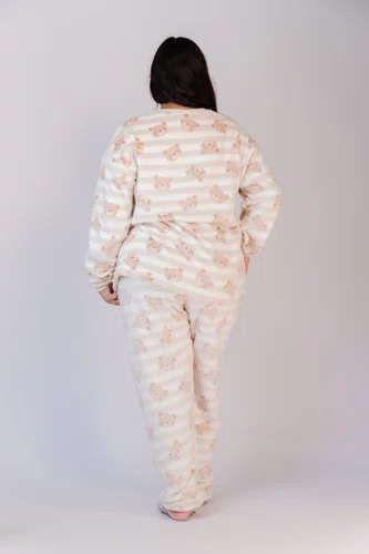 Pijama Estampado com Punho Feminino Fleece G1 ao G5