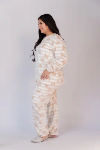 Pijama Estampado com Punho Feminino Fleece G1 ao G5