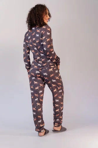 Pijama Feminino estampa de cavalo malha Dreams P ao GG