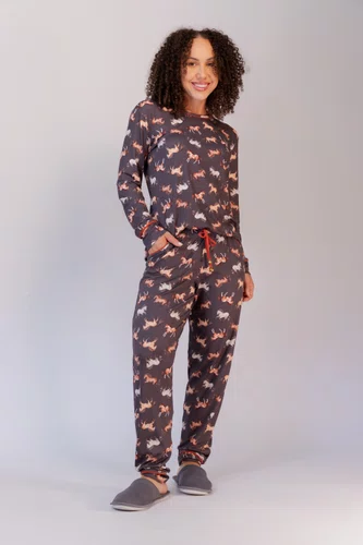 Pijama Feminino estampa de cavalo malha Dreams P ao GG
