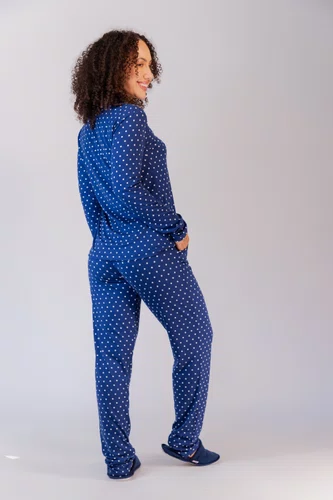 Pijama Feminino Estampado com Bolso Suede