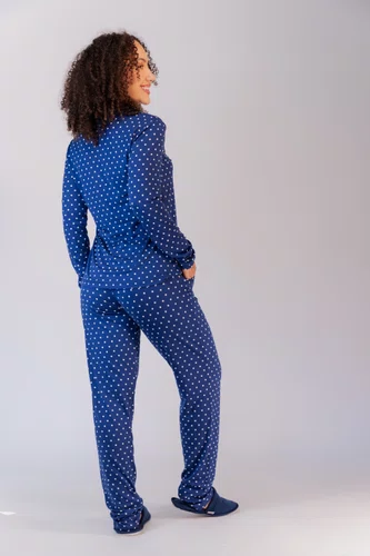 Pijama Feminino Estampado com Bolso Suede