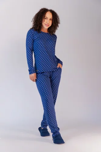 Pijama Feminino Estampado com Bolso Suede