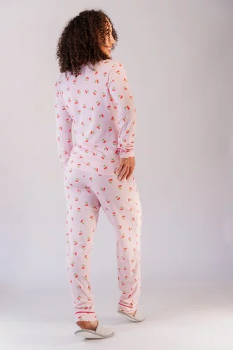 Pijama Feminino Estampado com Bolso Suede P ao GG