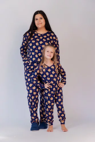 Pijama Feminino Estampado com Bolso Suede Plus Size G1 ao G3