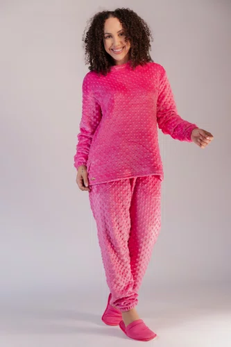 Pijama Feminino Fleece auto relevo do P ao GG