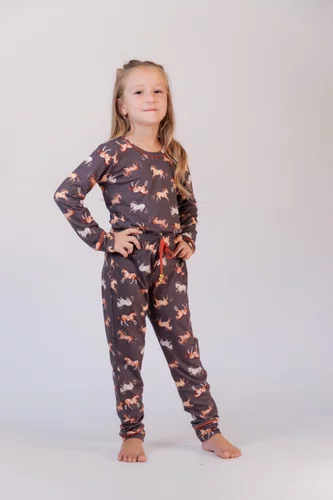 Pijama Feminino infantil estampa de cavalos 2 ao 10
