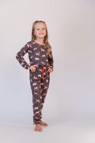 Pijama Feminino infantil estampa de cavalos 2 ao 10