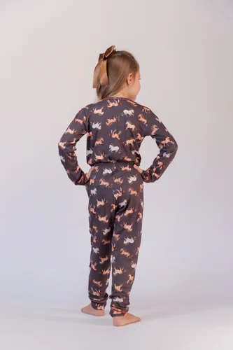 Pijama Feminino infantil estampa de cavalos 2 ao 10